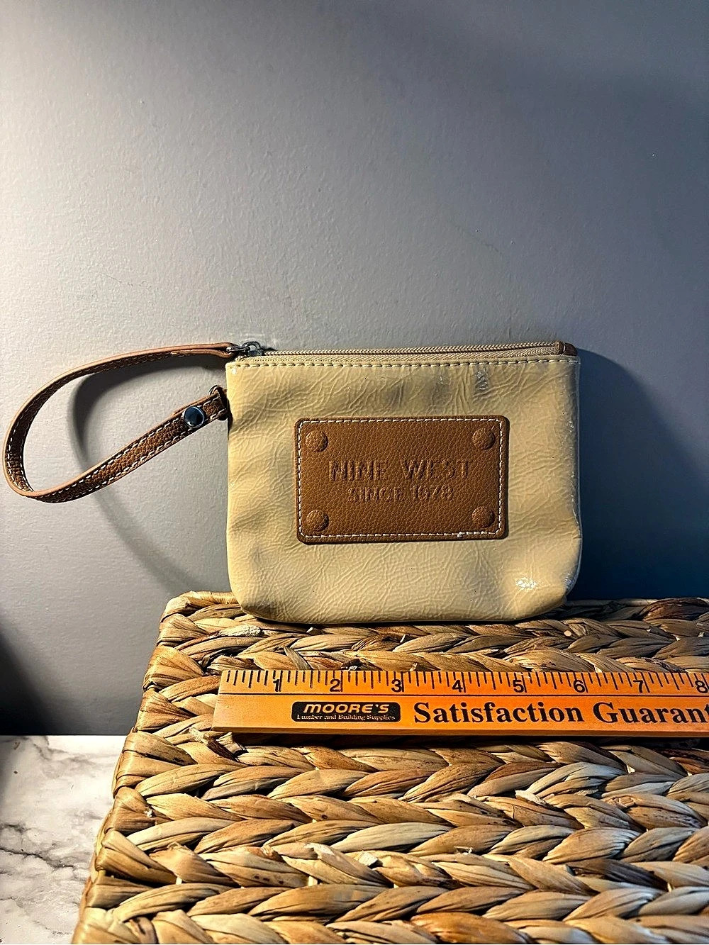 Nine West small wristlet pouch Cream Brown Wristlet Pouch
